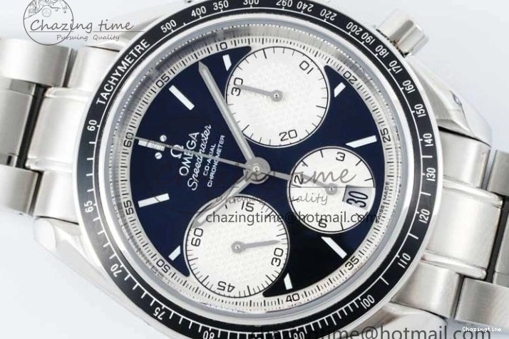 0403 Speedmaster Racing Master SS HKF Best Edition Black White Dial on SS Bracelet A Upgraded 7807